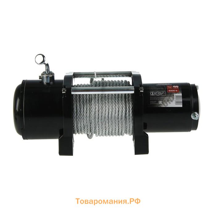 Лебедка электрическая ТУНДРА, 12V, 6000 lb (2.7 т), 3 л.с., до 8.5 м/мин, 7.2 мм х 24 м