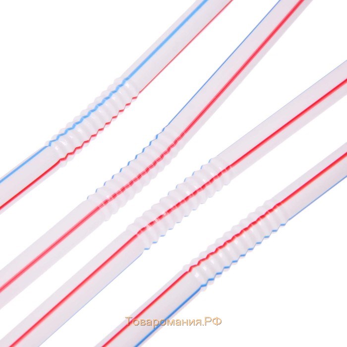 Трубочки одноразовые для напитков, 21 см, d=5 мм, с гофрой, в полоску, 50 шт, МИКС