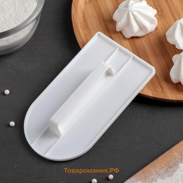Шпатель кондитерский KONFINETTA, 15×8×2.5 см, с ручкой, белый