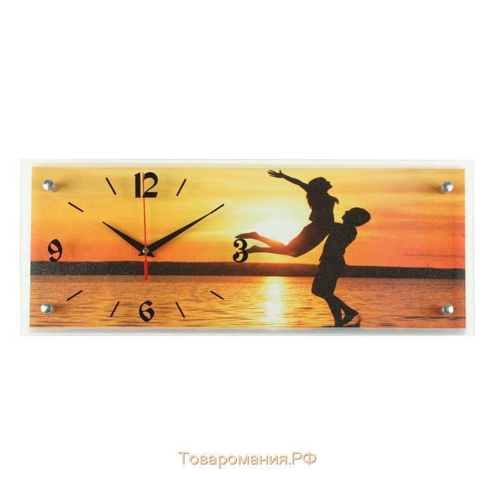 Часы настенные, серия: Люди, "Влюбленные на закате", 20х50 см