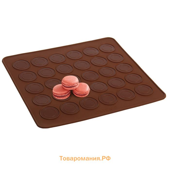 Коврик для выпечки макарун  «Ронд», силикон, 27×24.5 см, коричневый