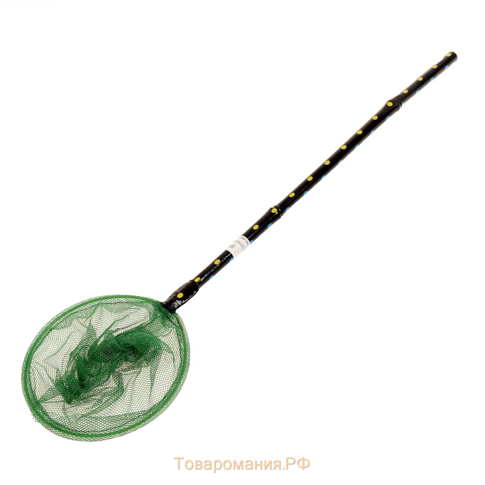 Сачок детский бамбуковая ручка 50 см в горох, диаметр: 20 см, цвета МИКС