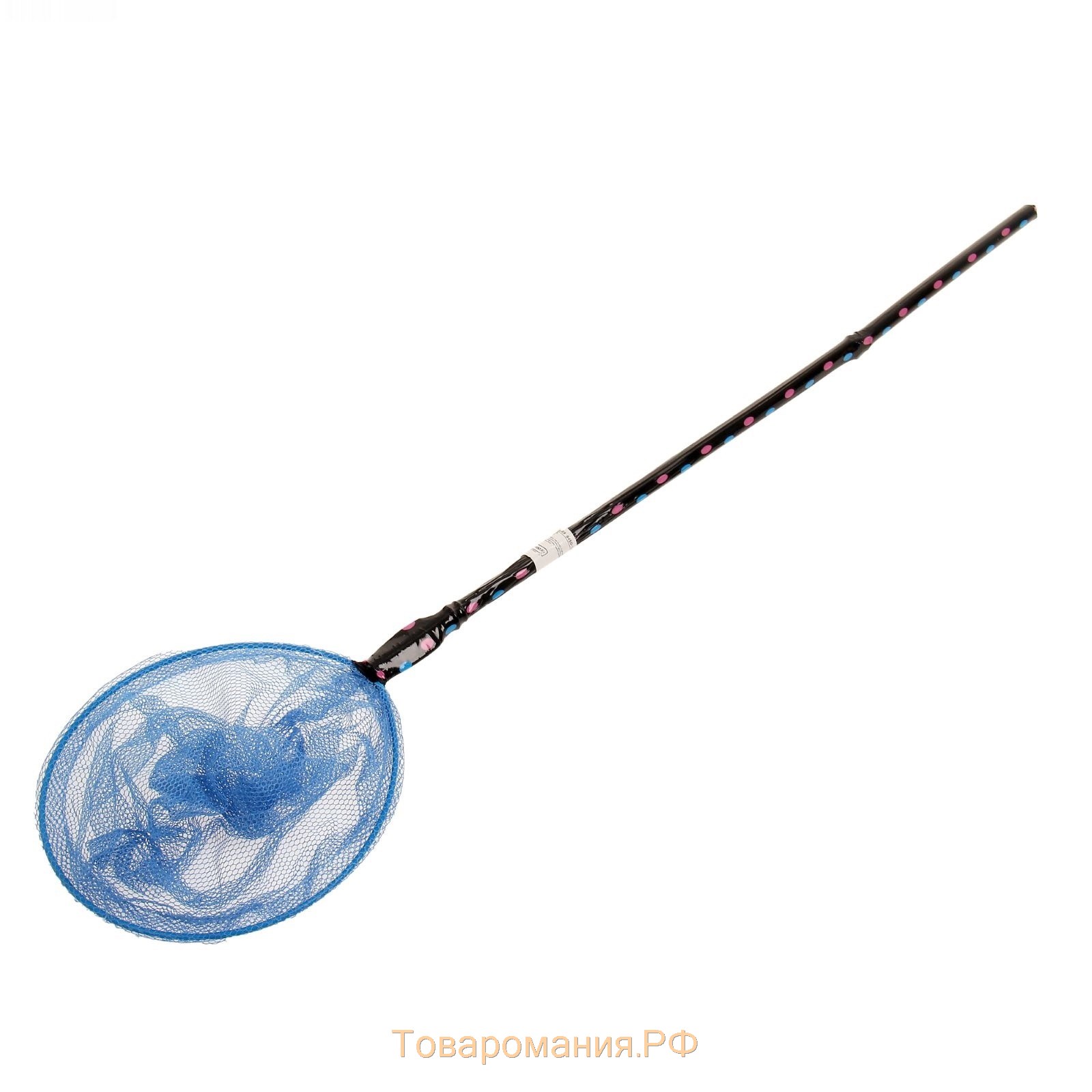 Сачок детский бамбуковая ручка 50 см в горох, диаметр: 20 см, цвета МИКС