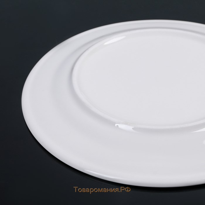 Тарелка фарфоровая обеденная с утолщённым краем White Label, d=20 см, цвет белый