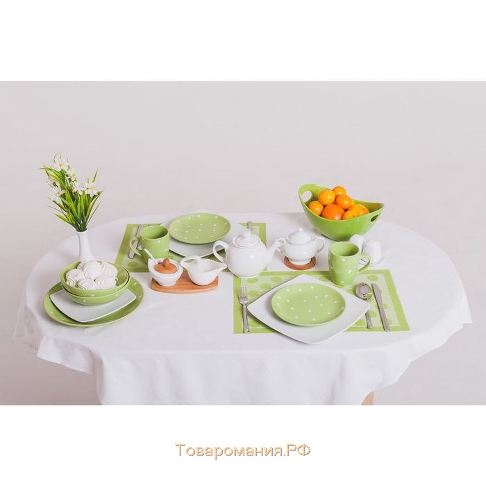 Тарелка керамическая десертная «Зелёный горох», d=19 см, цвет зелёный