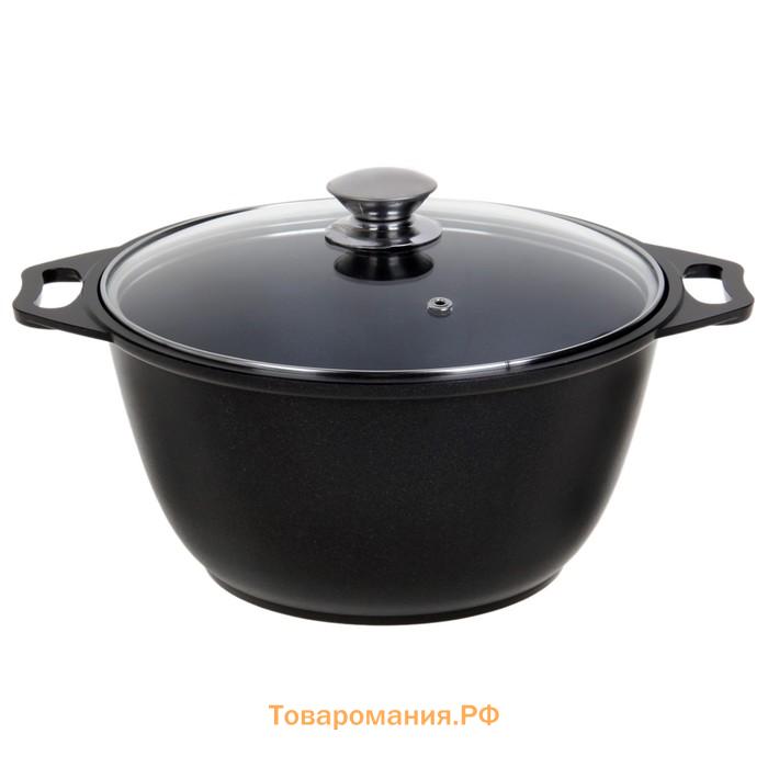 Кастрюля KUKMARA «Традиция», 3 л, 22×12.5 см, антипригарное покрытие, литой алюминий, чёрная