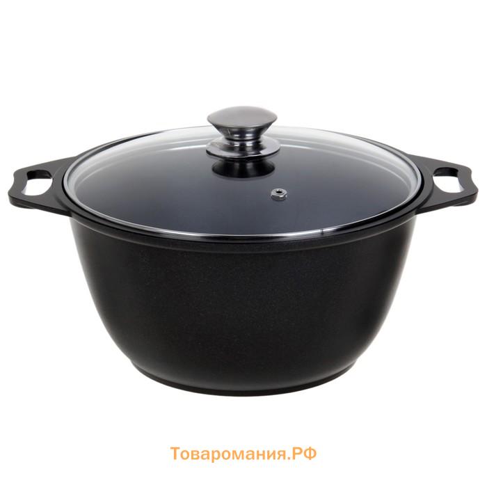 Кастрюля KUKMARA «Традиция», 3 л, 22×12.5 см, антипригарное покрытие, литой алюминий, чёрная