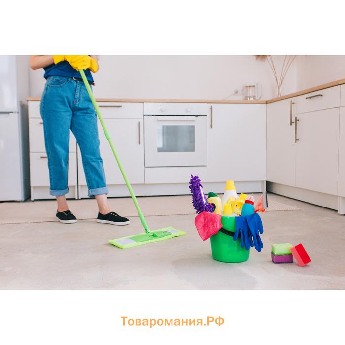 Швабра для мытья пола плоская , насадка из микрофибры 43×14 см, телескопическая ручка 80(120) см
