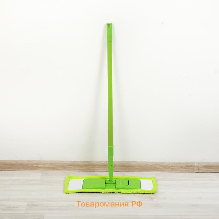 Швабра для мытья пола плоская , насадка из микрофибры 43×14 см, телескопическая ручка 80(120) см