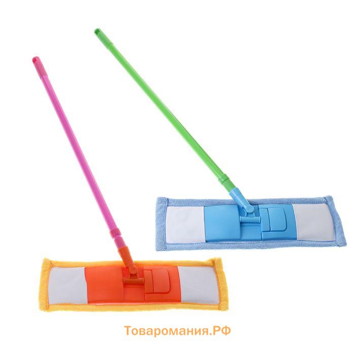 Швабра для мытья пола плоская , насадка из микрофибры 43×14 см, телескопическая ручка 80(120) см