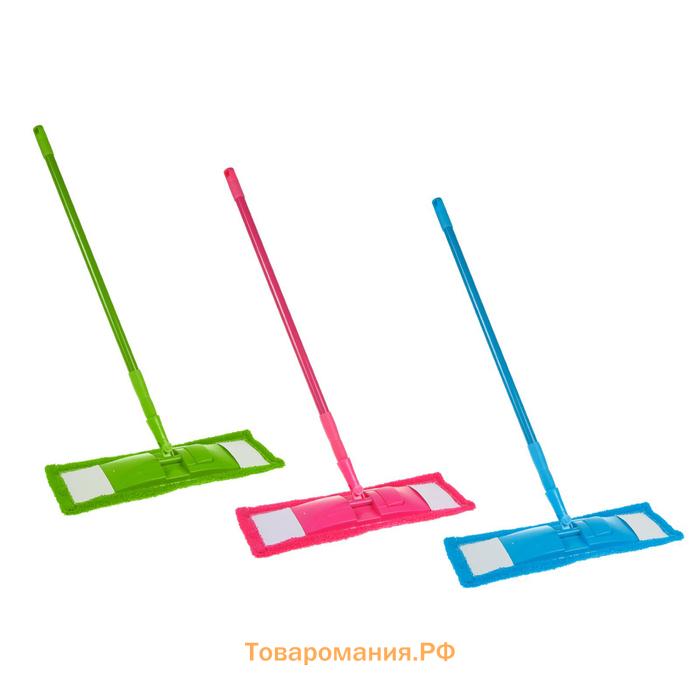 Швабра для мытья пола плоская , насадка из микрофибры 43×14 см, телескопическая ручка 80(120) см