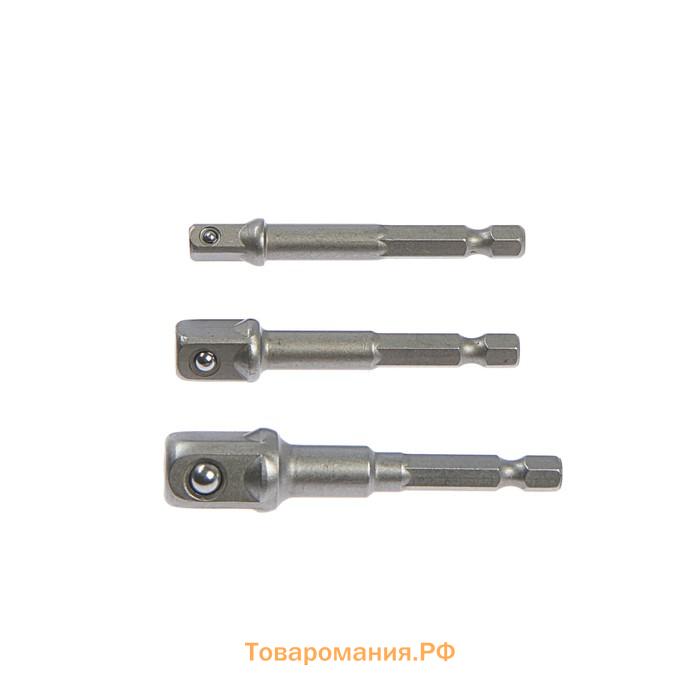 Набор адаптеров для торцевых головок ТУНДРА, сталь CrV, 1/2×75, 3/8 и 1/4" х 65 мм, 3 шт.