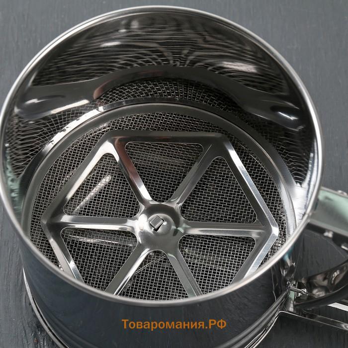 Просеиватель для муки , 2 уровня, серебристый