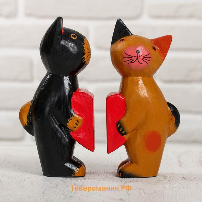 Сувенирный набор «Влюблённая парочка кошек», 16×5×16.5 см, дерево