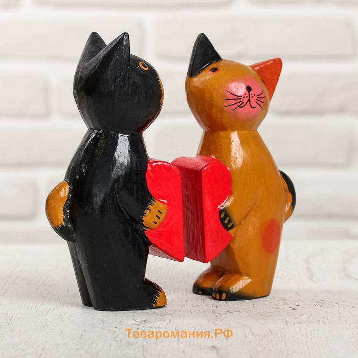 Сувенирный набор «Влюблённая парочка кошек», 16×5×16.5 см, дерево