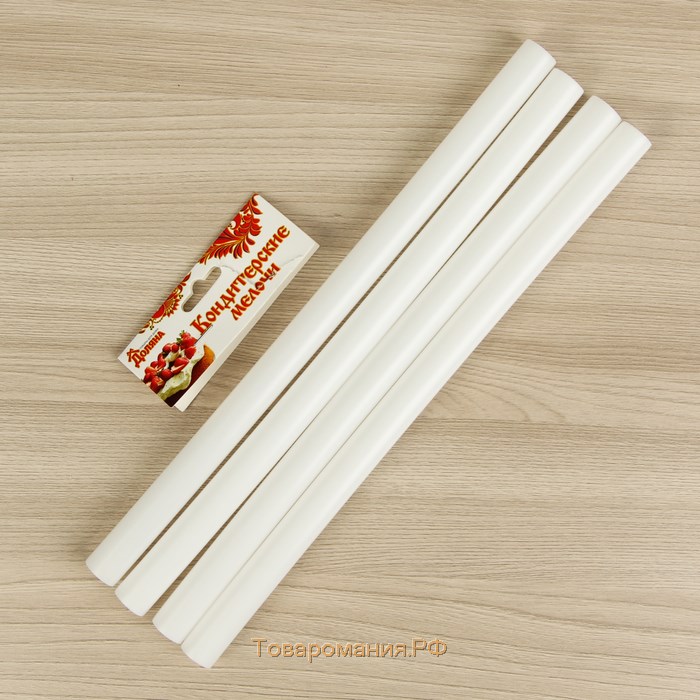 Палочки-дюбели для кондитерских изделий , d=1.8 см, 32 см, 4 шт., пластик, белые