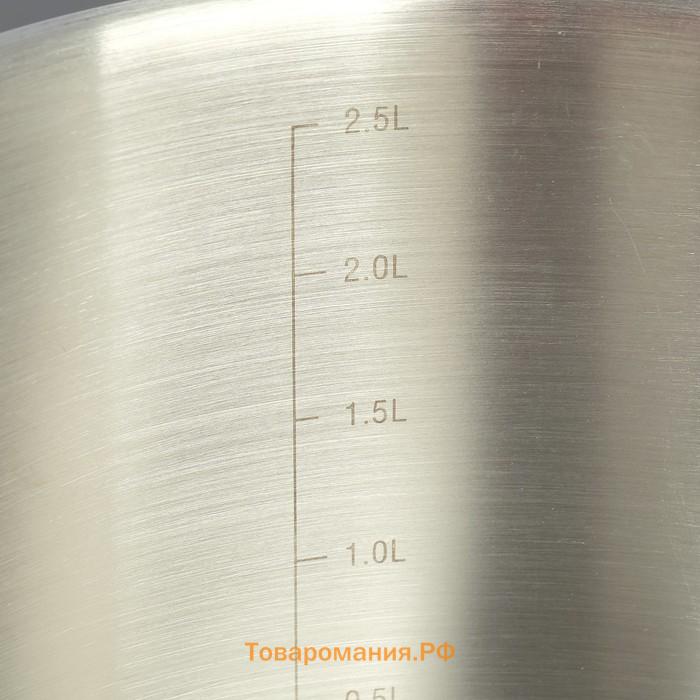 Кастрюля «Общепит», 3 л, d=18 см, h=12 см, металлическая крышка, индукция, с теплораспределительным слоем