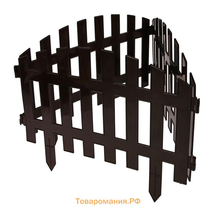 Ограждение декоративное, 35×210 см, 5 секций, пластик, коричневое, RENESSANS, Greengo