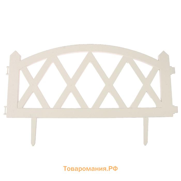 Ограждение декоративное, 35×232 см, 4 секции, пластик, белое, MODERN, Greengo
