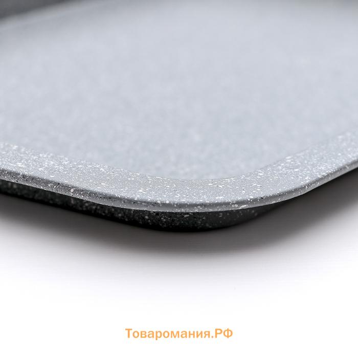 Противень  «Мрамор. Прямоугольник», 38.2×26.8×2 см, антипригарное покрытие, серый
