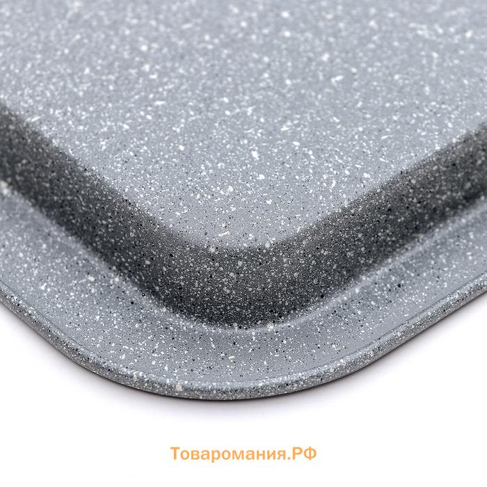 Противень  «Мрамор. Прямоугольник», 38.2×26.8×2 см, антипригарное покрытие, серый