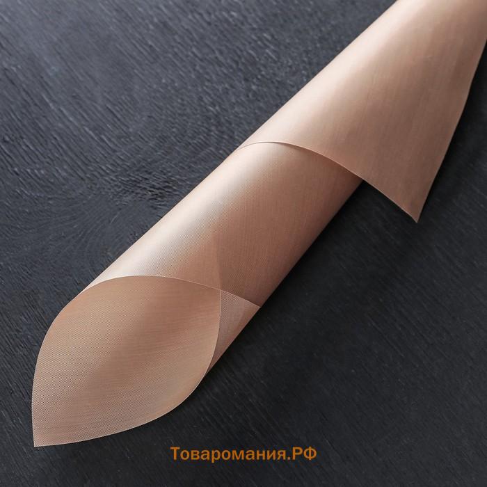 Коврик для выпечки антипригарный , 33×45 см, коричневый