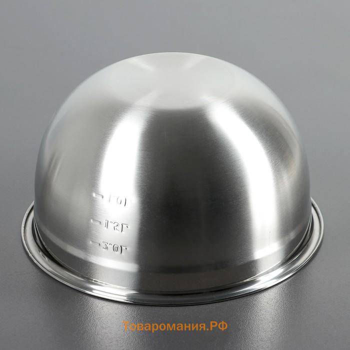 Миска с мерной шкалой, 1.2 л, 20×10.2 см, толщина 0.6 мм, нержавеющая сталь