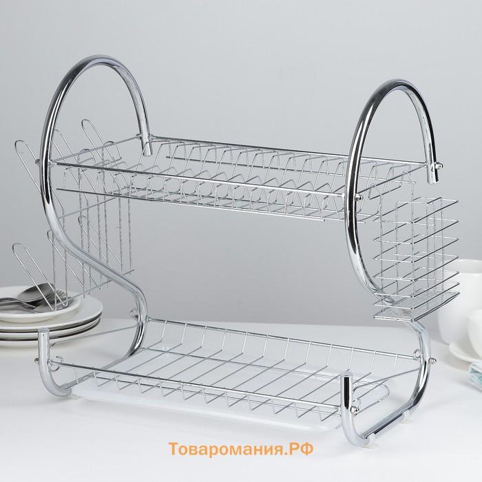 Сушилка для посуды  «Стойка», S-образная, 40×23.5×34 см, хромированная