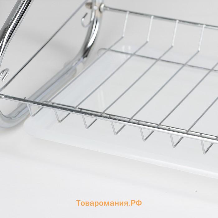 Сушилка для посуды  «Стойка», S-образная, 40×23.5×34 см, хромированная