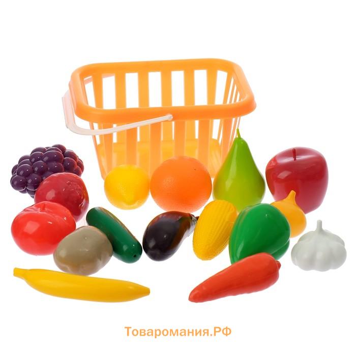 Набор «Фрукты и овощи» в корзине, 17 предметов, МИКС