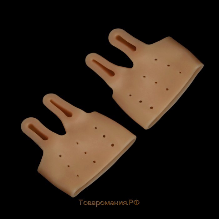 Корректоры - разделители для пальцев ног, на манжете, дышащие, 2 разделителя, силиконовые, 8 × 7 см, пара, цвет бежевый