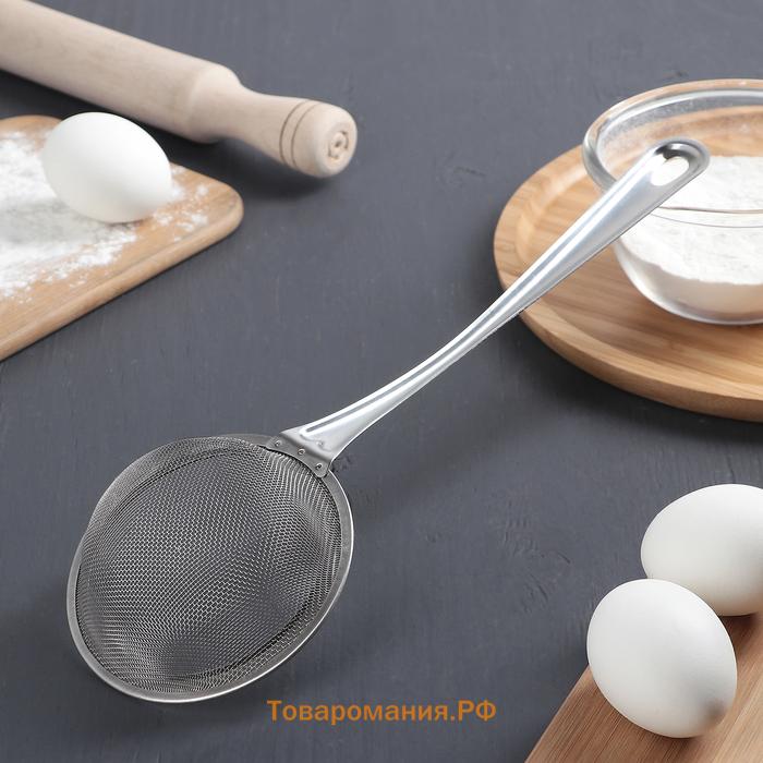 Сито для просеивания с ручкой  «Фире», d=11 см, серебристое
