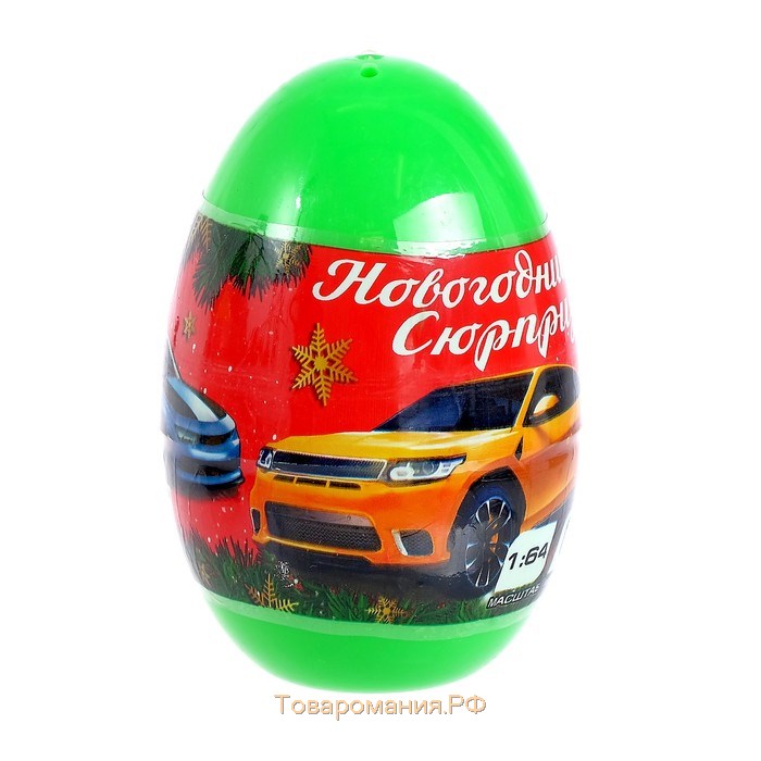Металлическая машинка в яйце «Новогодний сюрприз», цвета МИКС