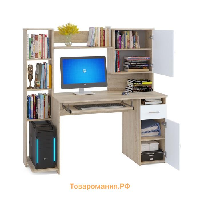 Компьютерный стол, 1486 × 600 × 1440 мм, цвет дуб сонома / белый