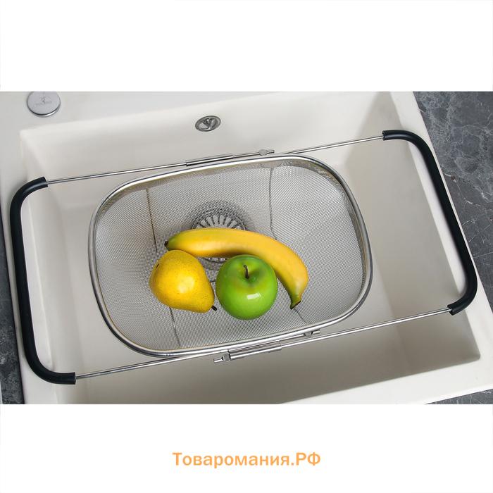 Дуршлаг - сито с ручками , на раковину, раздвижной, 34×23.5×10 см