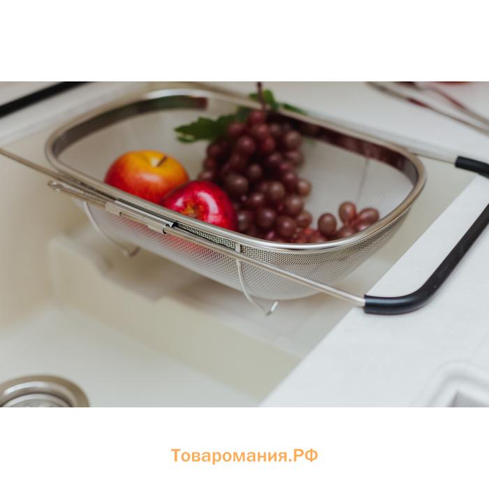 Дуршлаг - сито с ручками , на раковину, раздвижной, 34×23.5×10 см