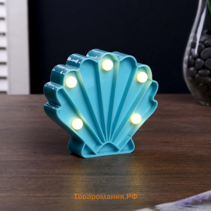 Фигурка светящаяся RISALUX «Ракушка», LED-ночник, батарейки 2×ААА, 10×3×9.2 см, МИКС