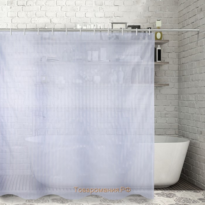 Штора для ванны «Полоска», 180×180 см, полиэстер, цвет белый