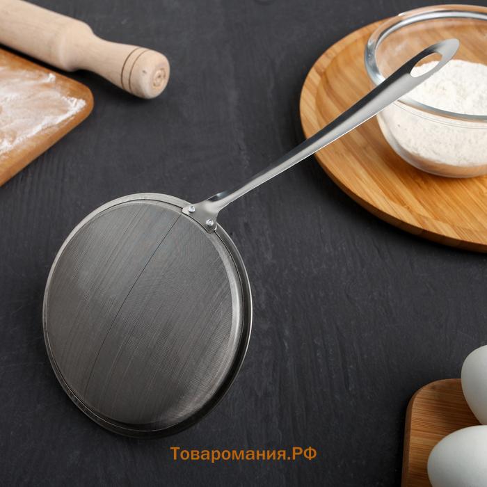 Сито для снятия пены  «Металлик», 30×13 см, серебристое
