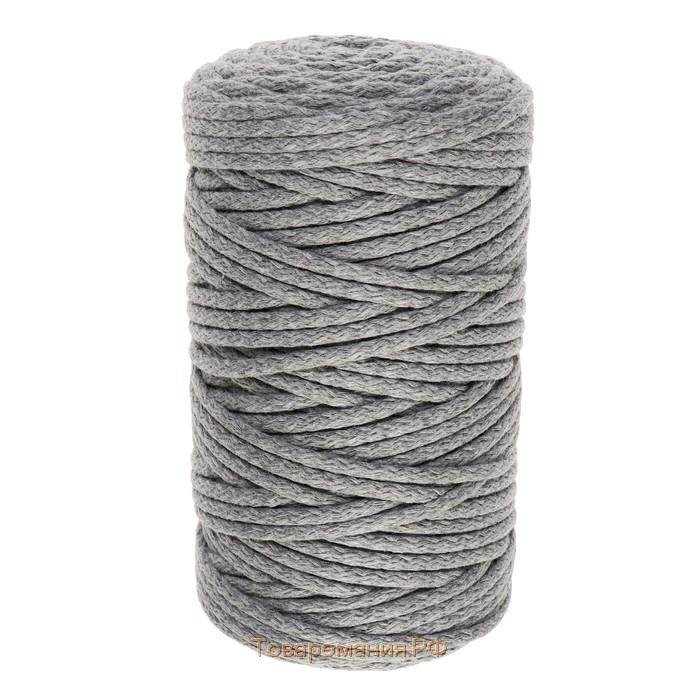 Шнур для вязания "Пухлый" 100% хлопок ширина 5мм 100м (св.серый)