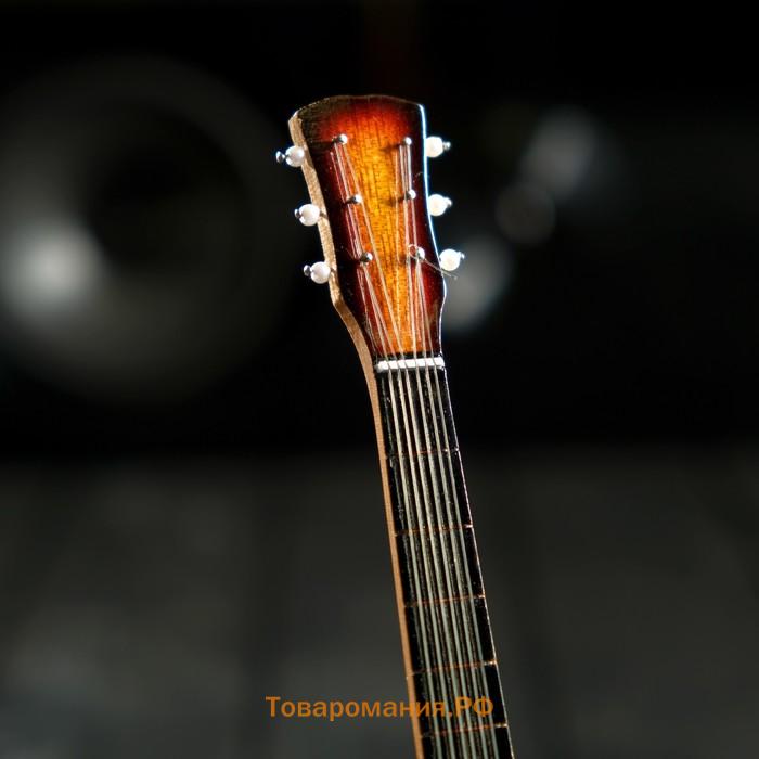 Гитара сувенирная Gibson Es, на подставке, 24×8×2 см, чёрно-жёлтая