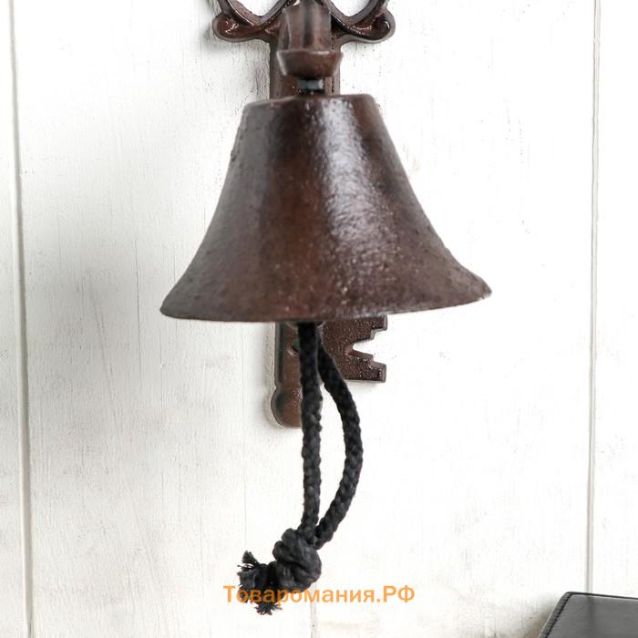 Колокол сувенирный чугун «Ключ», настенный декор, 21.5×13.5×10 см