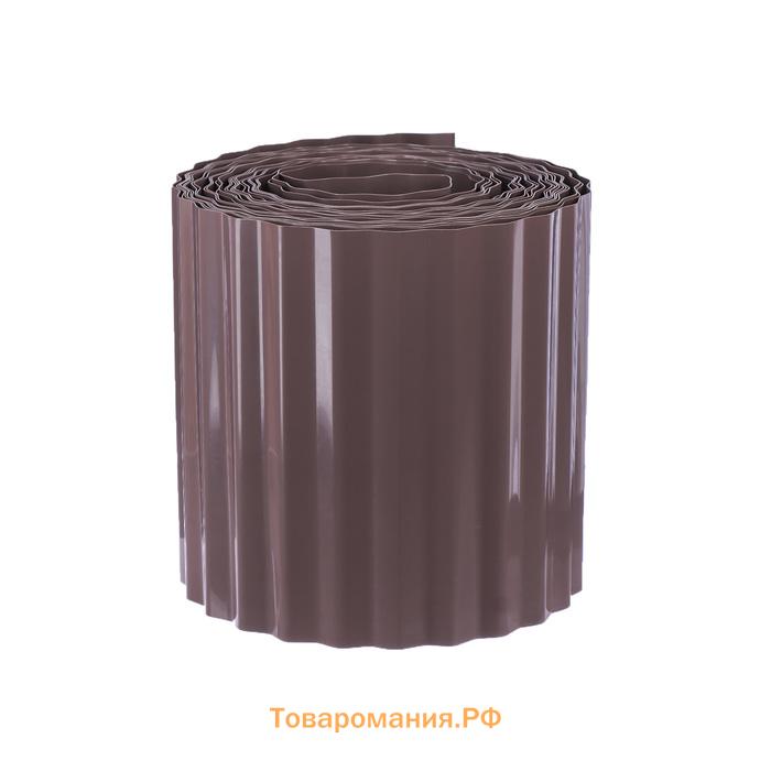 Лента бордюрная, 15 см×9 м, толщина 0.6 мм, пластиковая, гофра, темно-коричневая, Greengo