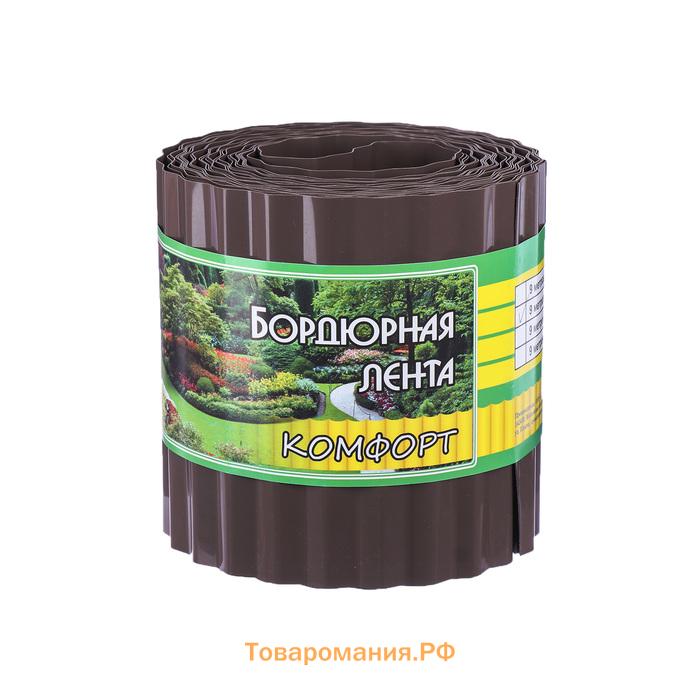 Лента бордюрная, 15 см×9 м, толщина 0.6 мм, пластиковая, гофра, темно-коричневая, Greengo