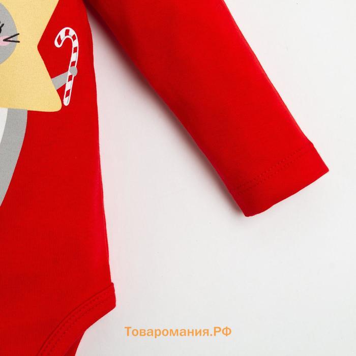 Боди с длинным рукавом Крошка Я "Winter party", рост 62-68 см, цвет красный