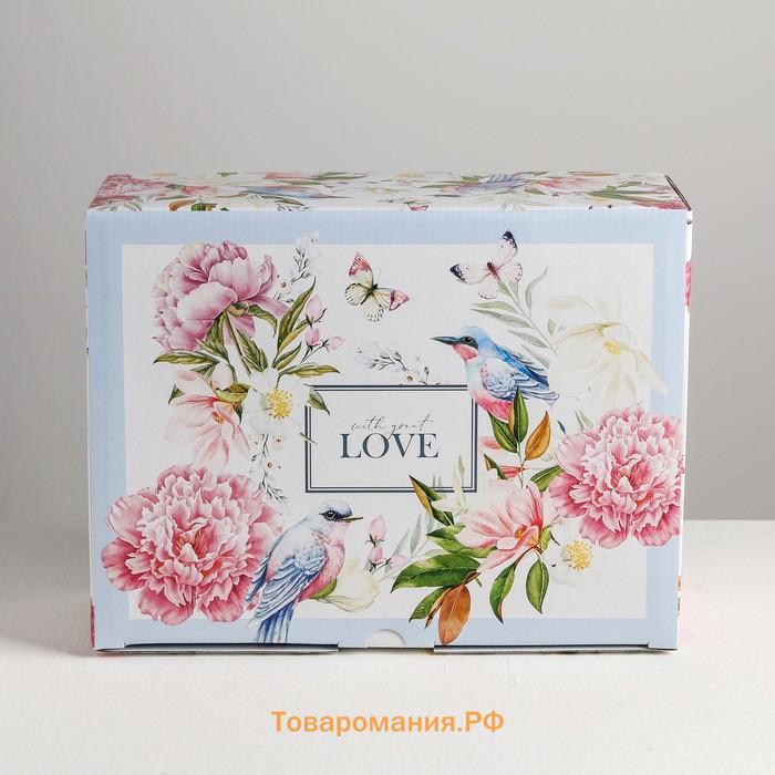 Коробка‒пенал, упаковка подарочная, Love, 30 х 23 х 12 см