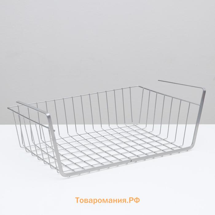 Корзина сетчатая навесная на полку , 40×25×14 см, хром