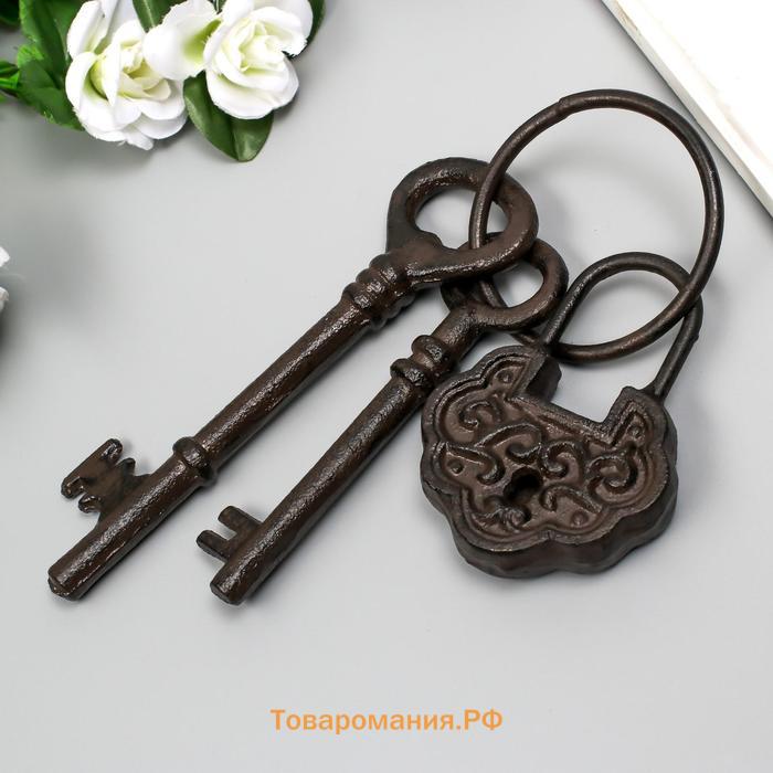 Фигурка настенная «Замок и два ключа», панно чугун, 23×7.5 см