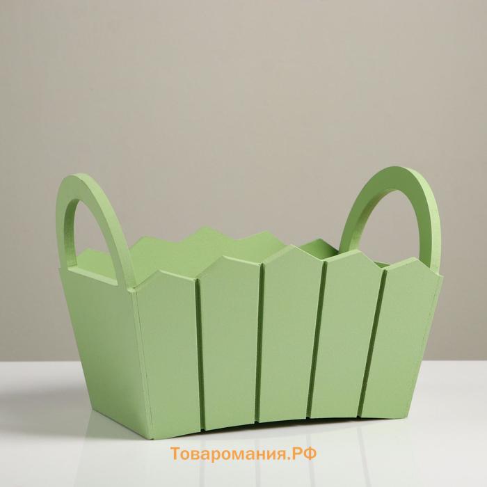 Кашпо деревянное 25,5×16,5×17,5 см "Мария", ручки боковые, МДФ, оливка