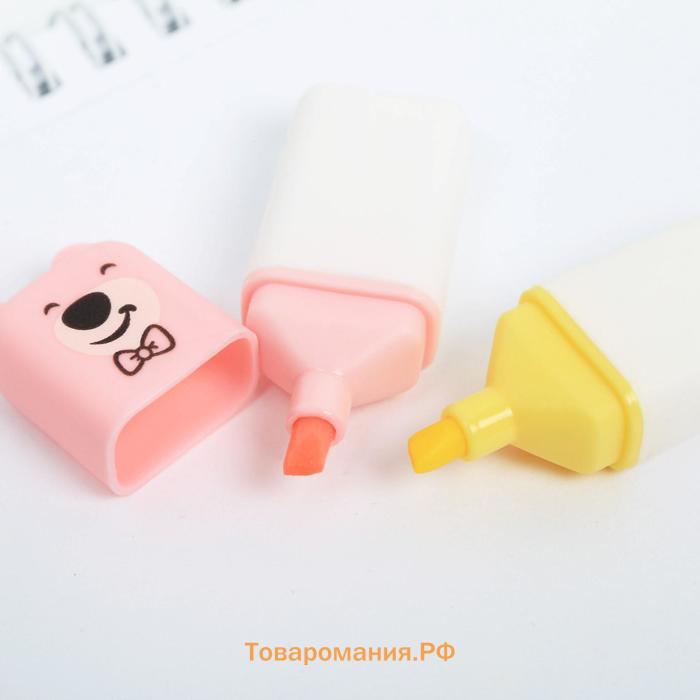 Текстовыделитель, набор из 4 шт., мини, Fantastic pandastic, МИКС